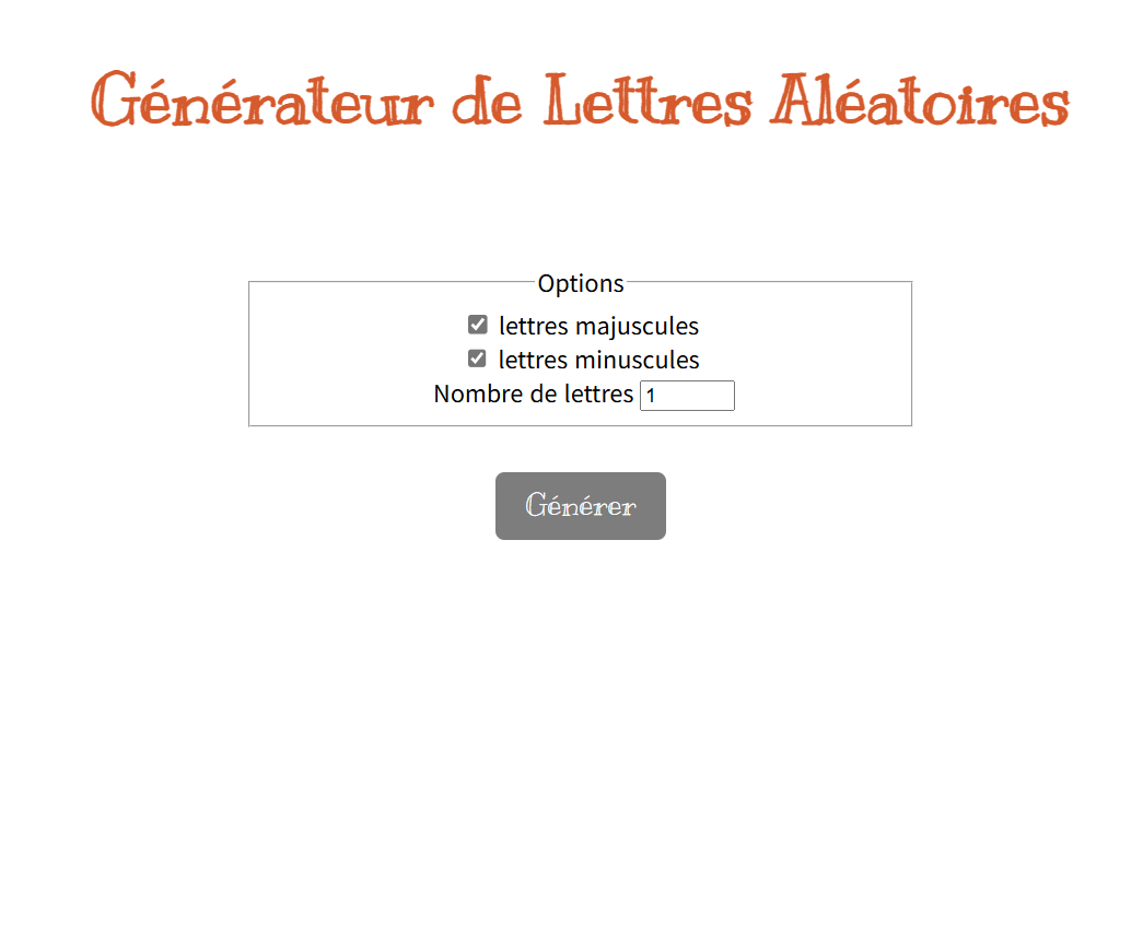 Générateur de lettres aléatoires